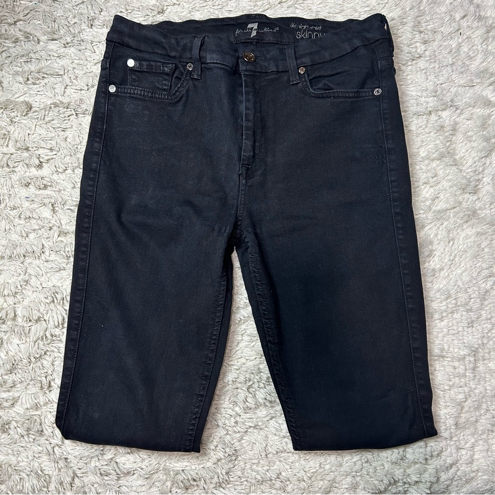 7 for All Mankind The High Waist Skinny Black Jeans Size 32